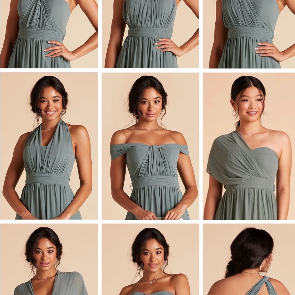 Birdy Grey - Ice Blue Chiffon Convertible Bridesmaid dress “Grace” with slit - Picture 5 of 10